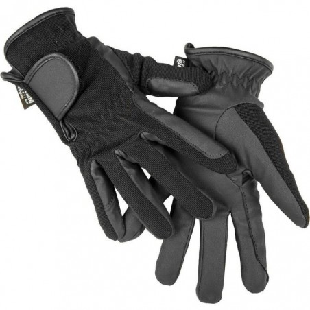 Gants D'équitation HKM Hobby Horsing - Noir/Gris - Taille 12 - Rembbourrage Léger - Fermeture Velcro - Respirants - 7