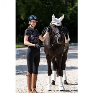 Casque D'Équitation HKM Glamour Shield - Noir/Noir Pailleté, Taille 56-58 Cm, Très Respirant